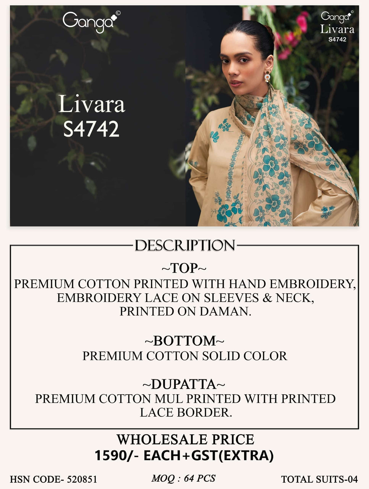 Ganga Fashion Livara 4742 Cotton Dress Material