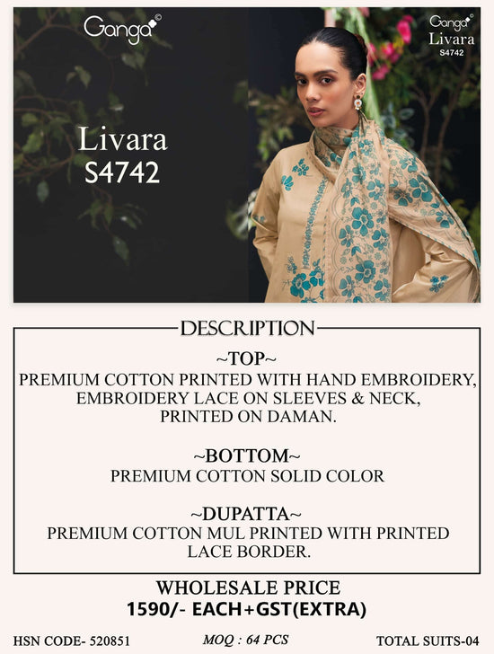Ganga Fashion Livara 4742 Cotton Dress Material