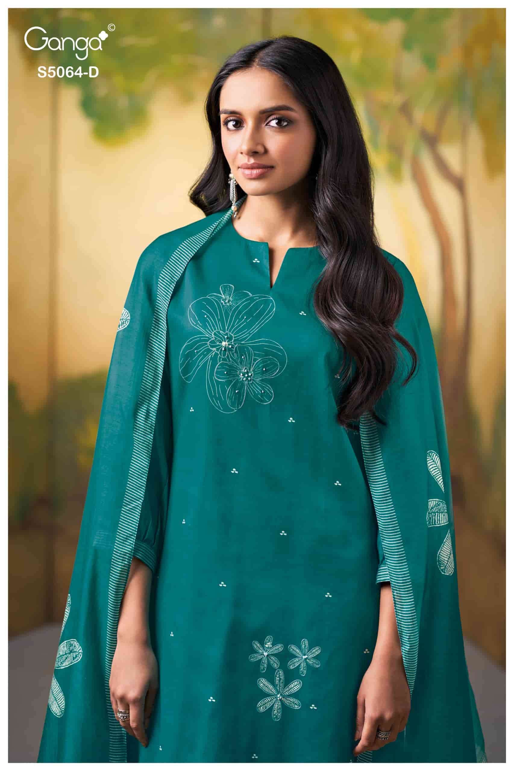 Ganga Fashion Maevina 5064 Premium Cotton Satin Dress Material Wholesale