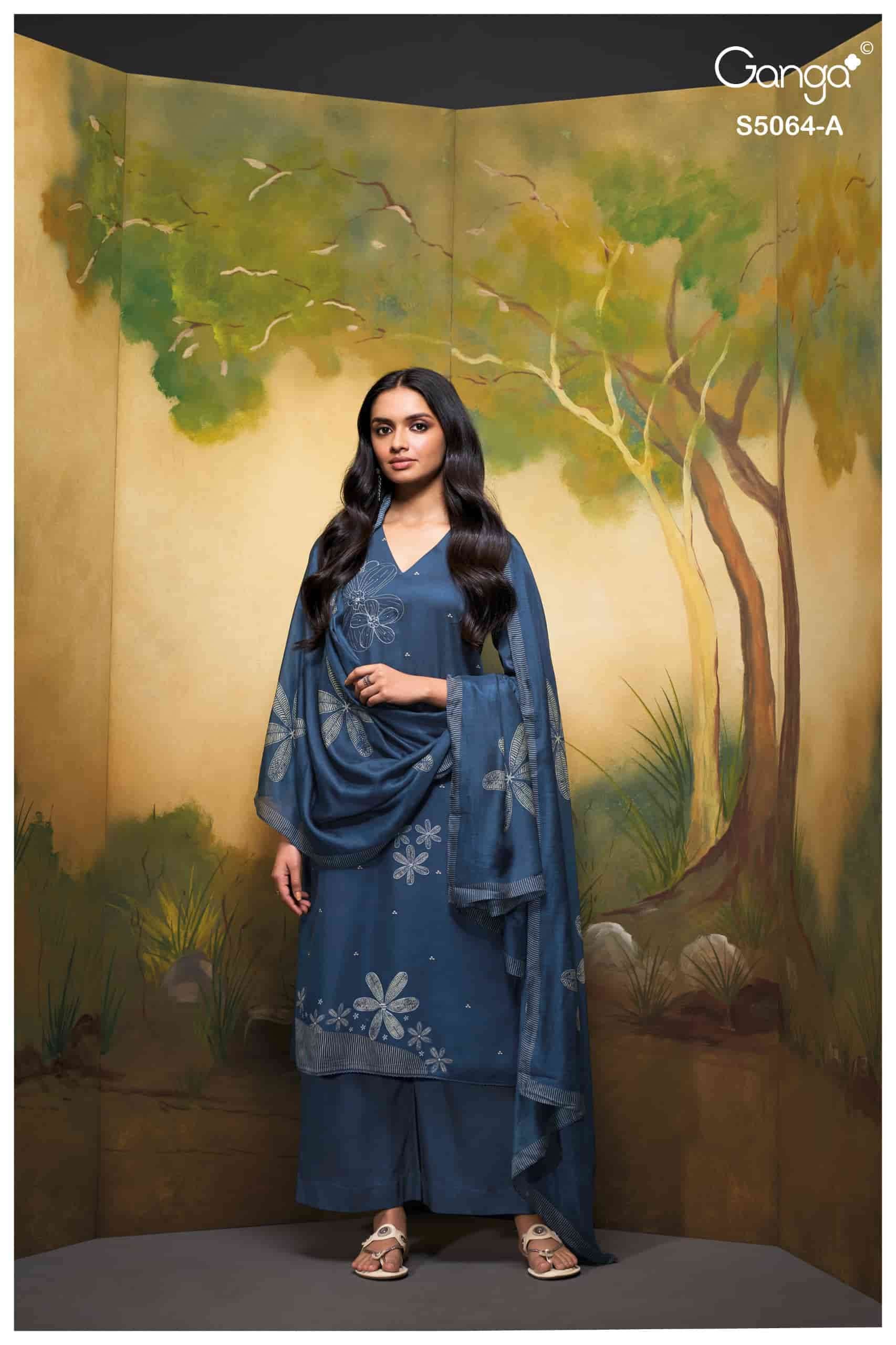 Ganga Fashion Maevina 5064 Premium Cotton Satin Dress Material Wholesale