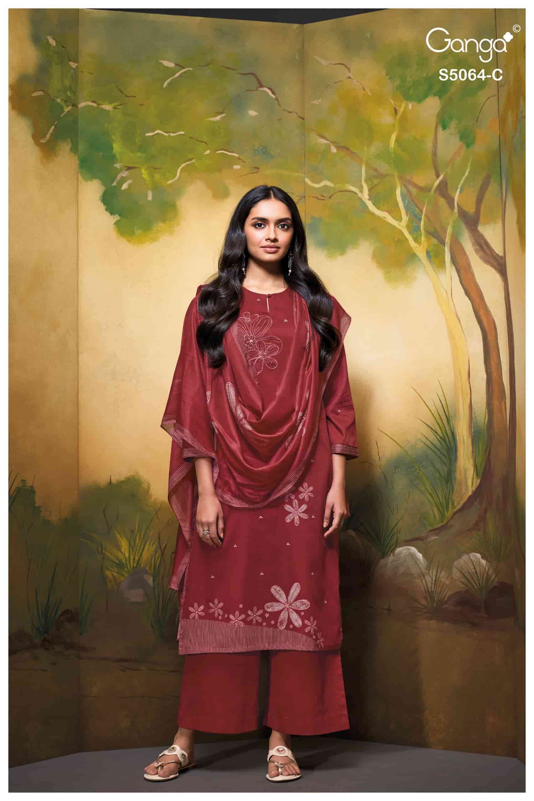 Ganga Fashion Maevina 5064 Premium Cotton Satin Dress Material Wholesale