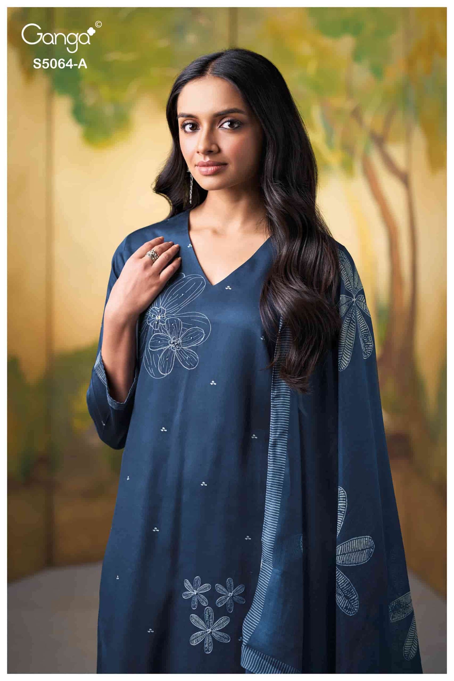 Ganga Fashion Maevina 5064 Premium Cotton Satin Dress Material Wholesale