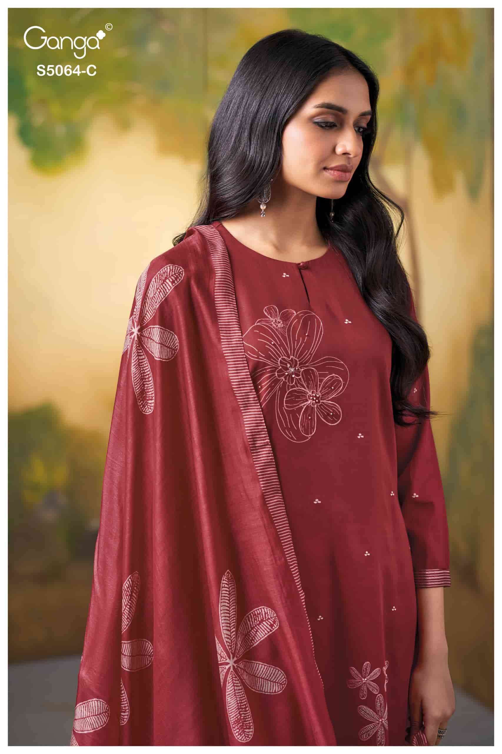 Ganga Fashion Maevina 5064 Premium Cotton Satin Dress Material Wholesale