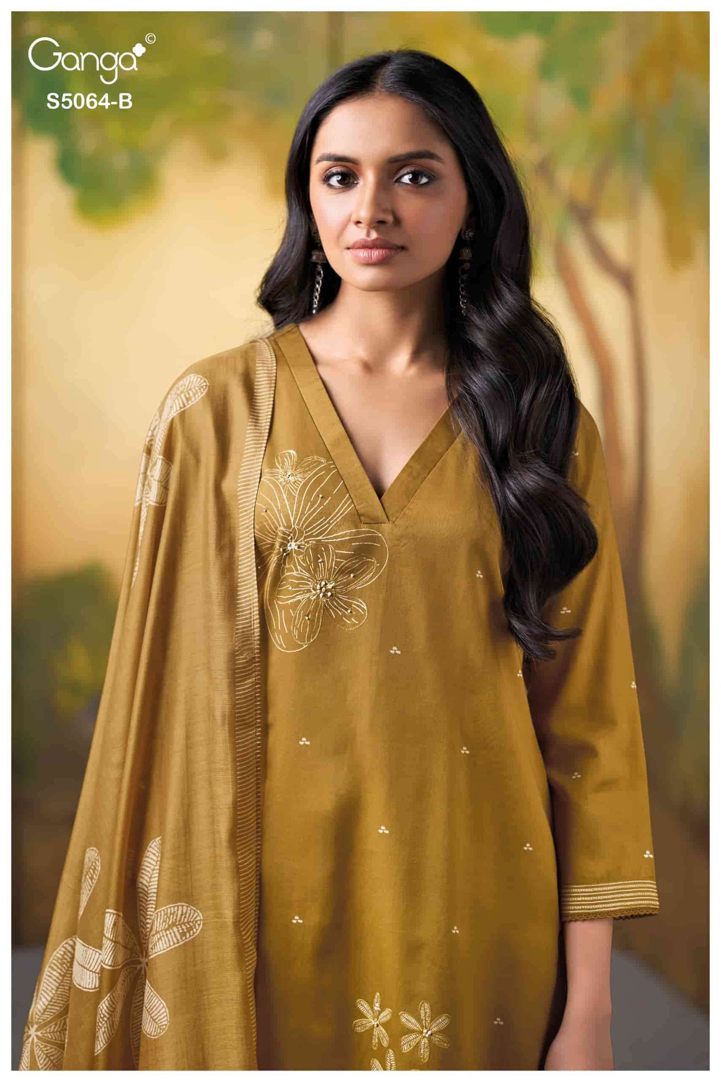 Ganga Fashion Maevina 5064 Premium Cotton Satin Dress Material Wholesale