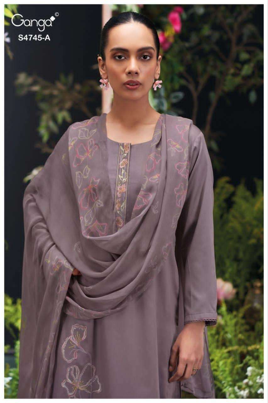 Ganga Fashion Morael 4745 Cotton Satin Dress Material - Amrah Wholesale