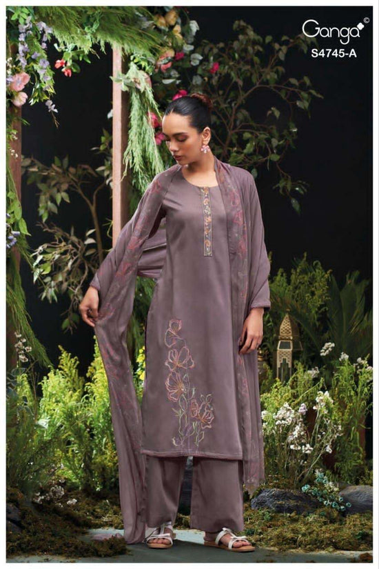 Ganga Fashion Morael 4745 Cotton Satin Dress Material - Amrah Wholesale