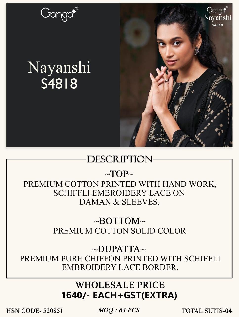 Ganga Nayanshi 4818 Cotton Dress Material - Amrah Wholesale