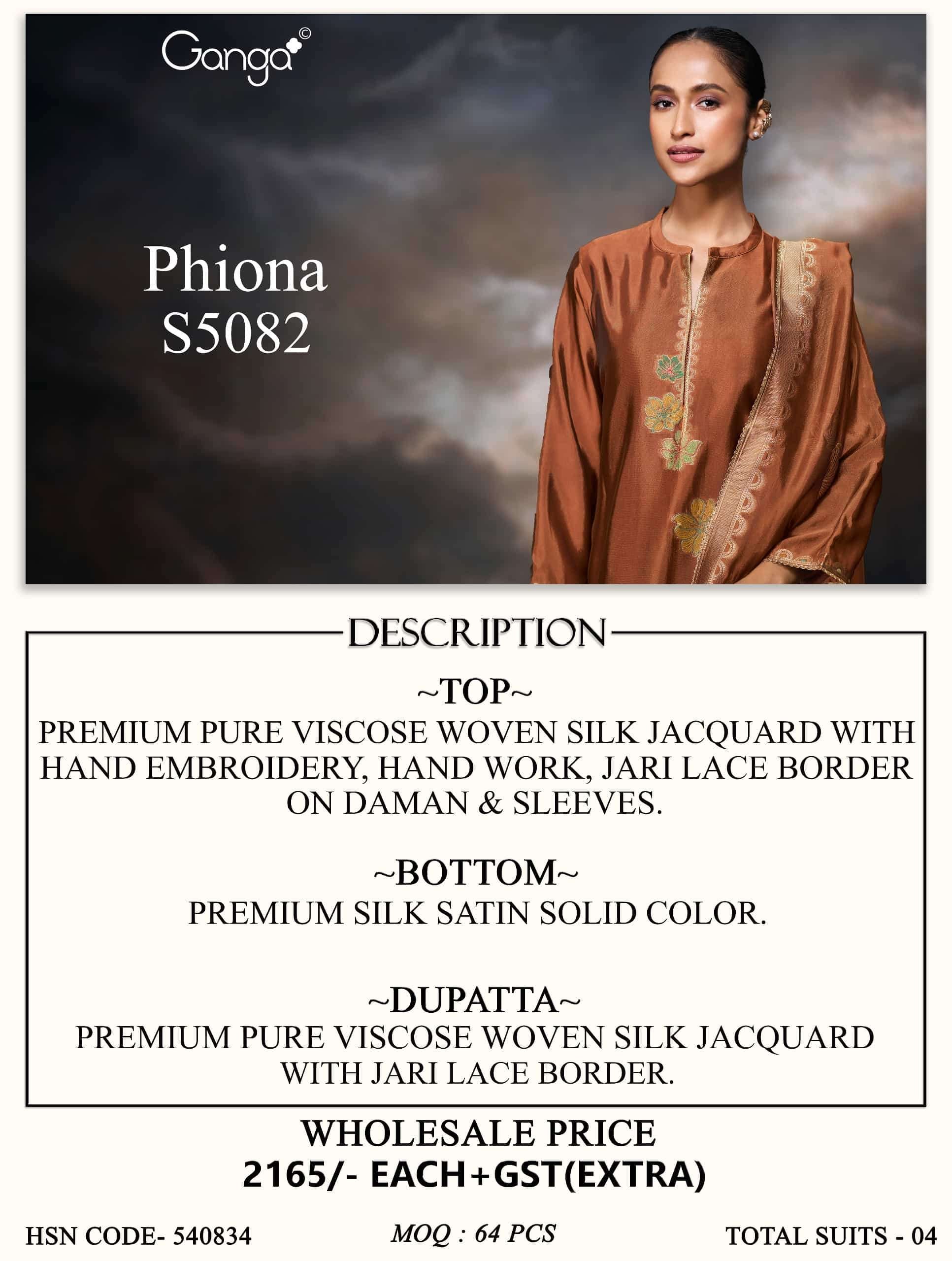Ganga Fashion Phiona 5082 Pure Viscose Woven Silk Jacquard Dress Material
