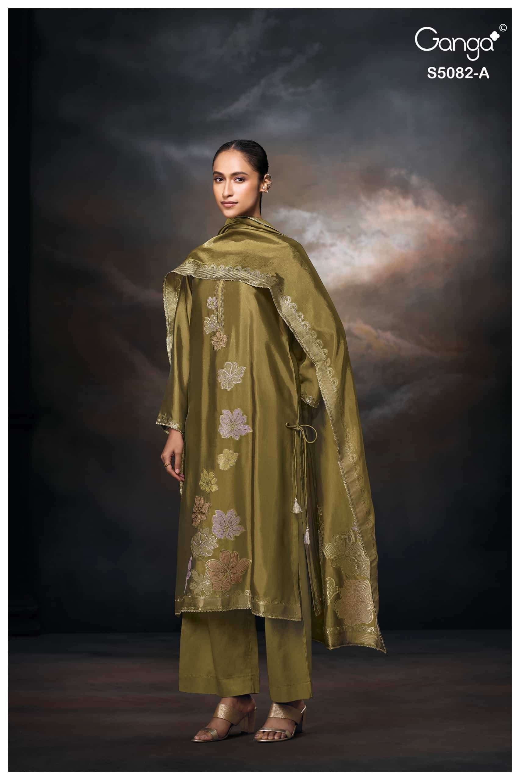 Ganga Fashion Phiona 5082 Pure Viscose Woven Silk Jacquard Dress Material