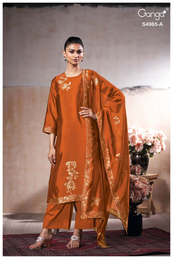 Ganga Fashion Piyelika 4965 Woven Silk Jacquard Dress Material