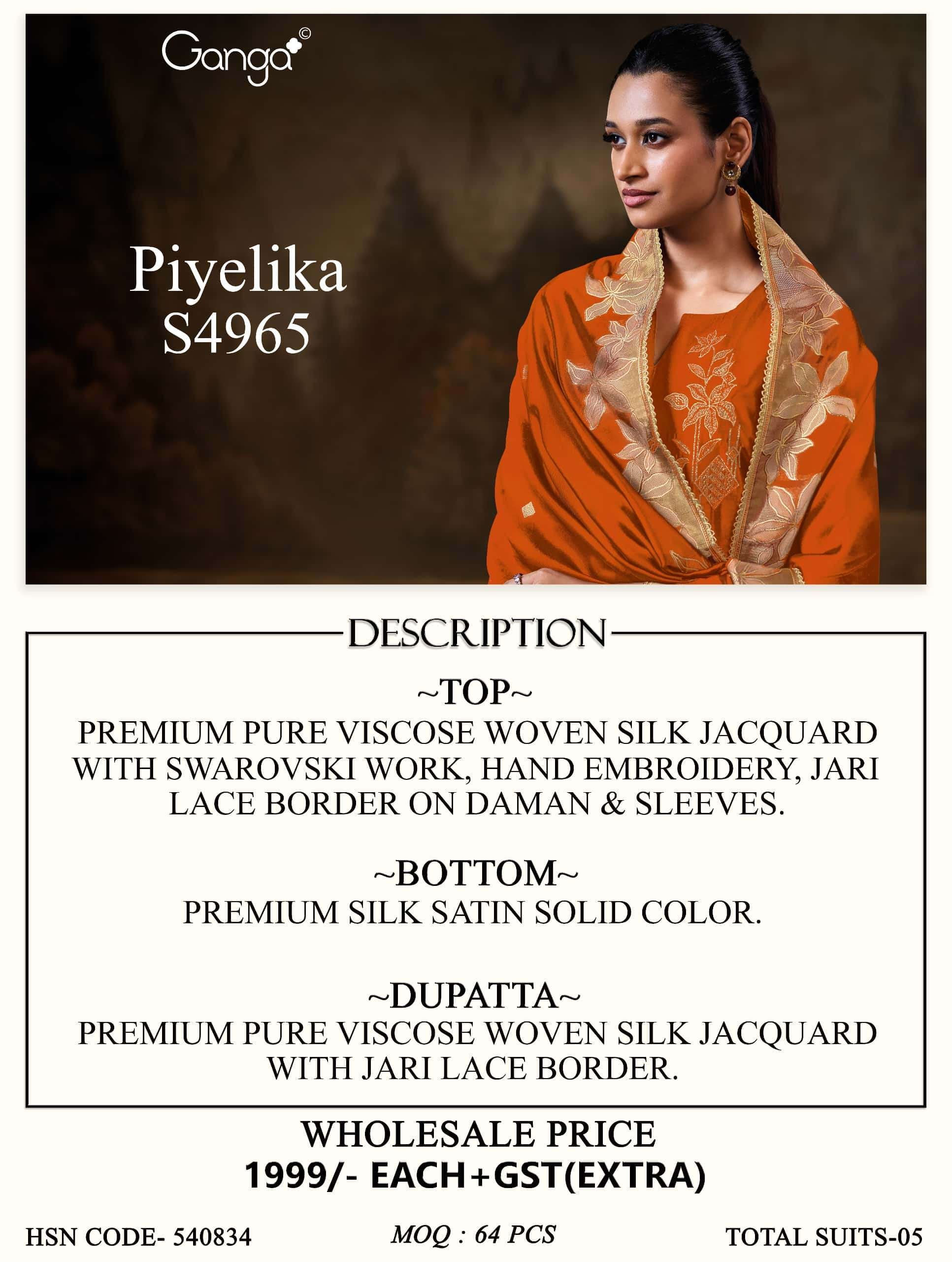 Ganga Fashion Piyelika 4965 Woven Silk Jacquard Dress Material