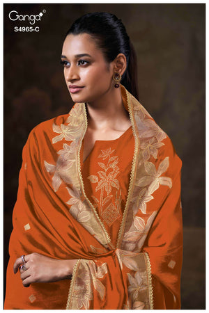 Ganga Fashion Piyelika 4965 Woven Silk Jacquard Dress Material