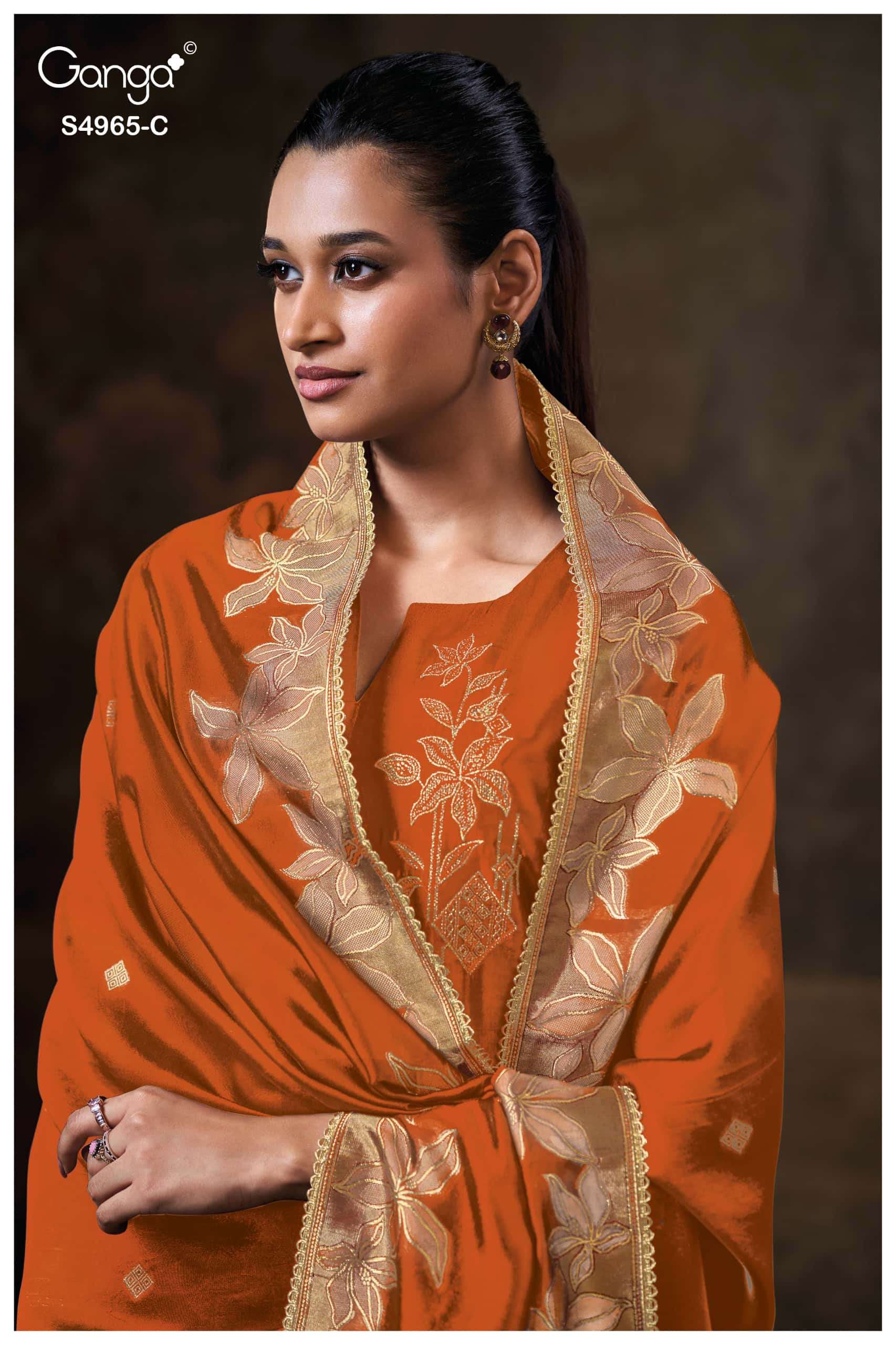 Ganga Fashion Piyelika 4965 Woven Silk Jacquard Dress Material