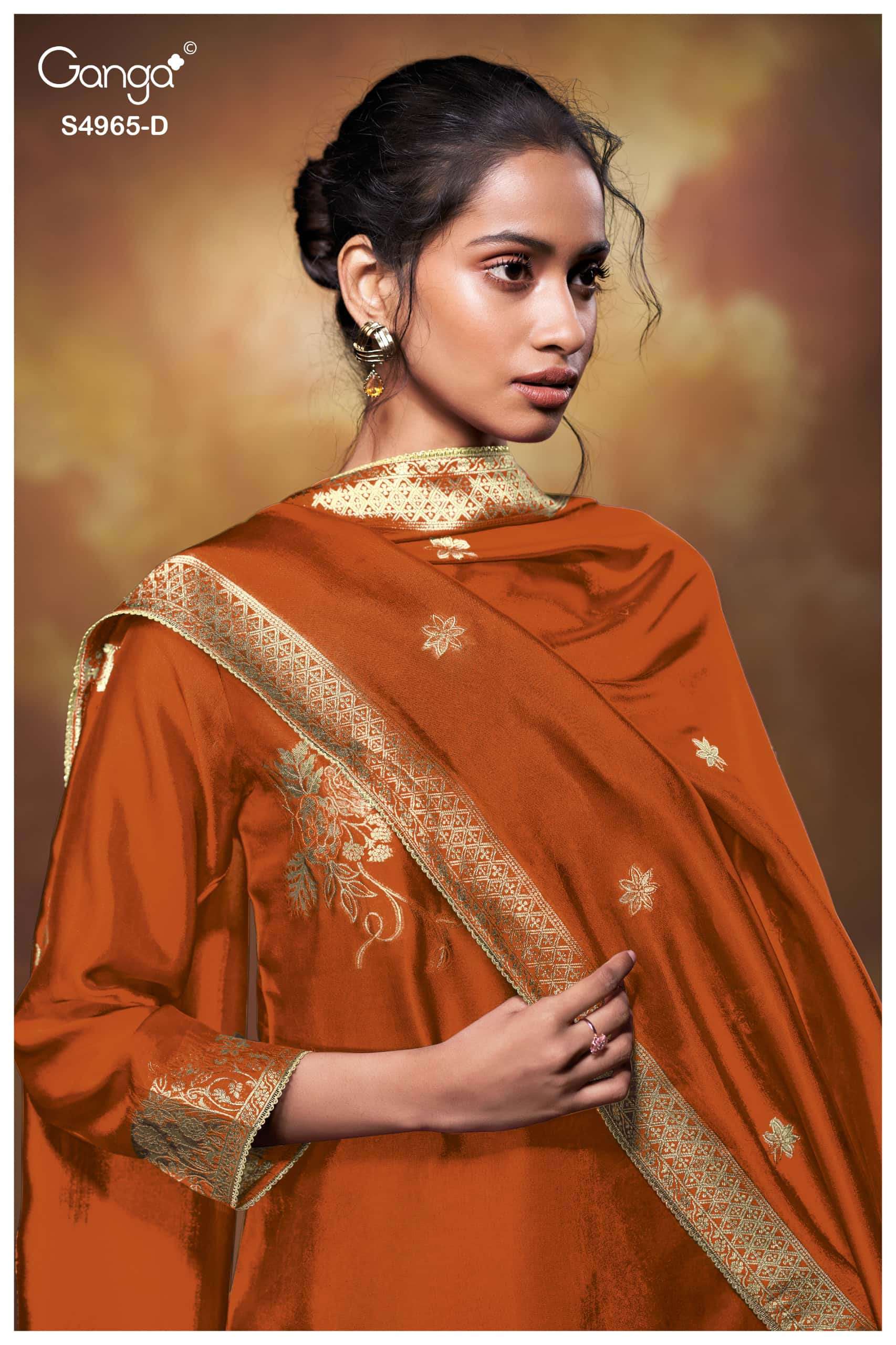 Ganga Fashion Piyelika 4965 Woven Silk Jacquard Dress Material