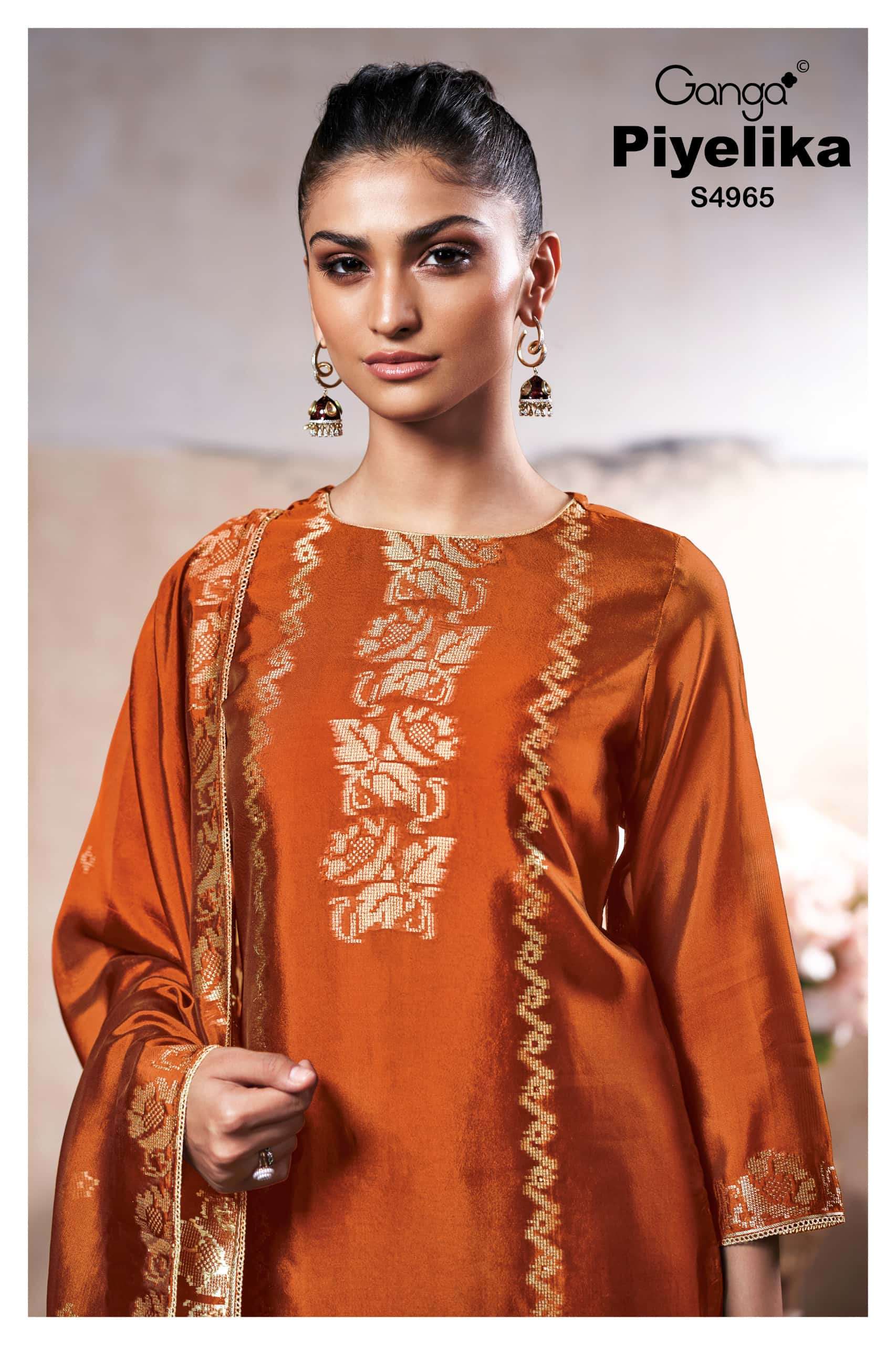 Ganga Fashion Piyelika 4965 Woven Silk Jacquard Dress Material