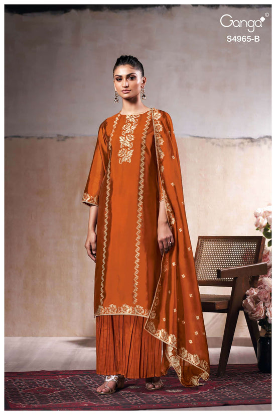 Ganga Fashion Piyelika 4965 Woven Silk Jacquard Dress Material