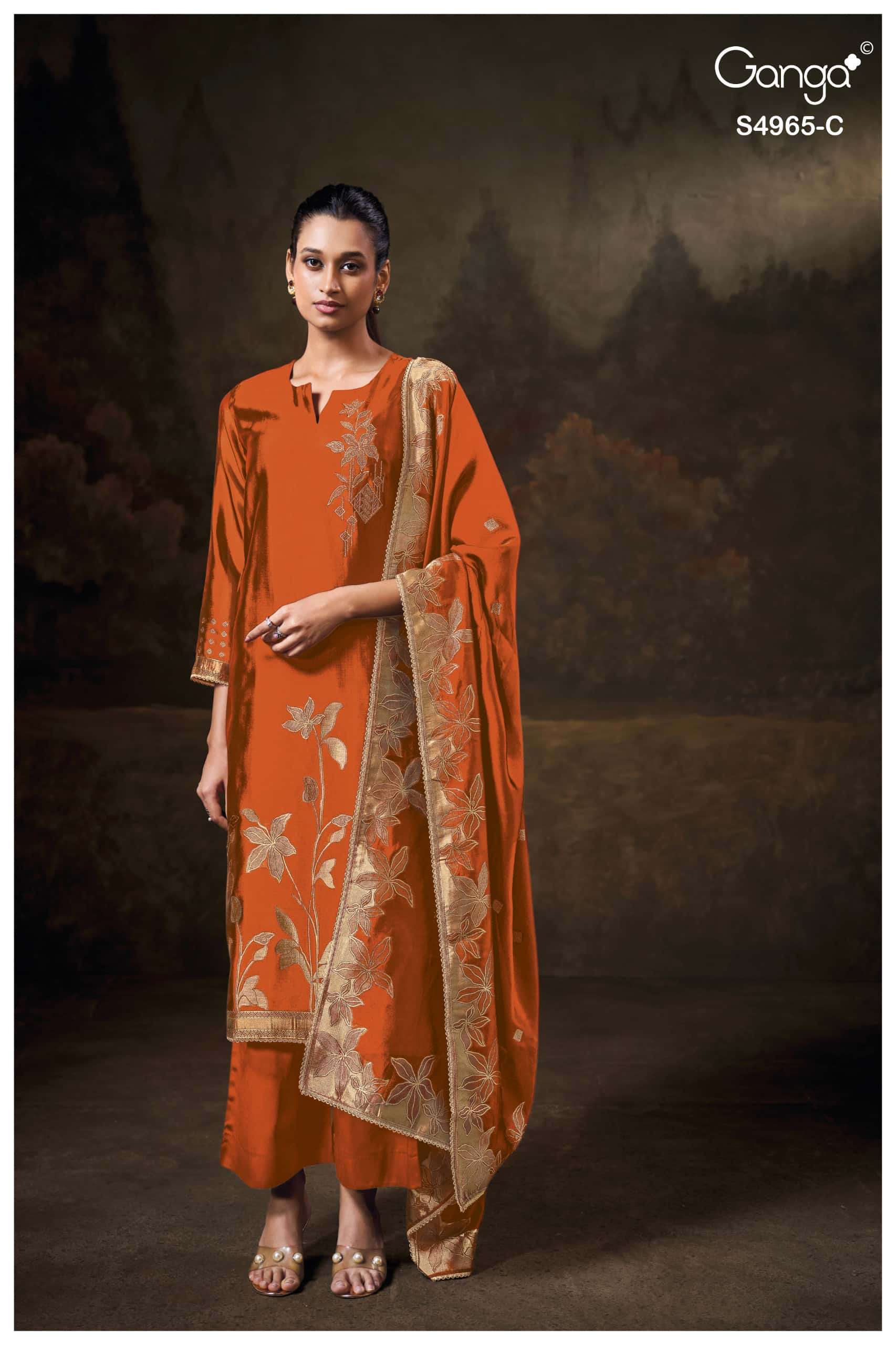 Ganga Fashion Piyelika 4965 Woven Silk Jacquard Dress Material
