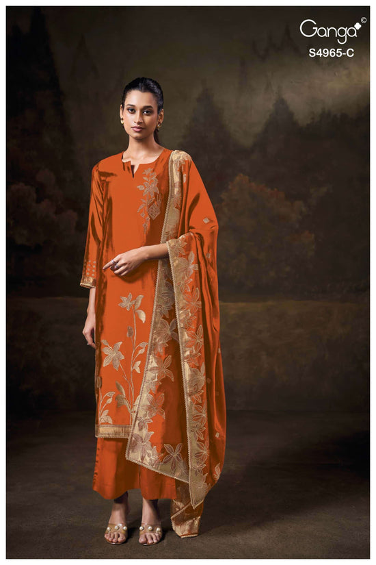 Ganga Fashion Piyelika 4965 Woven Silk Jacquard Dress Material
