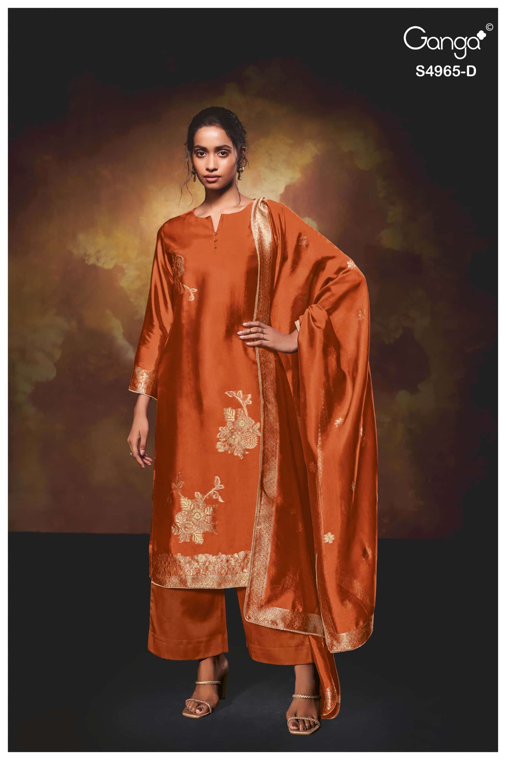 Ganga Fashion Piyelika 4965 Woven Silk Jacquard Dress Material