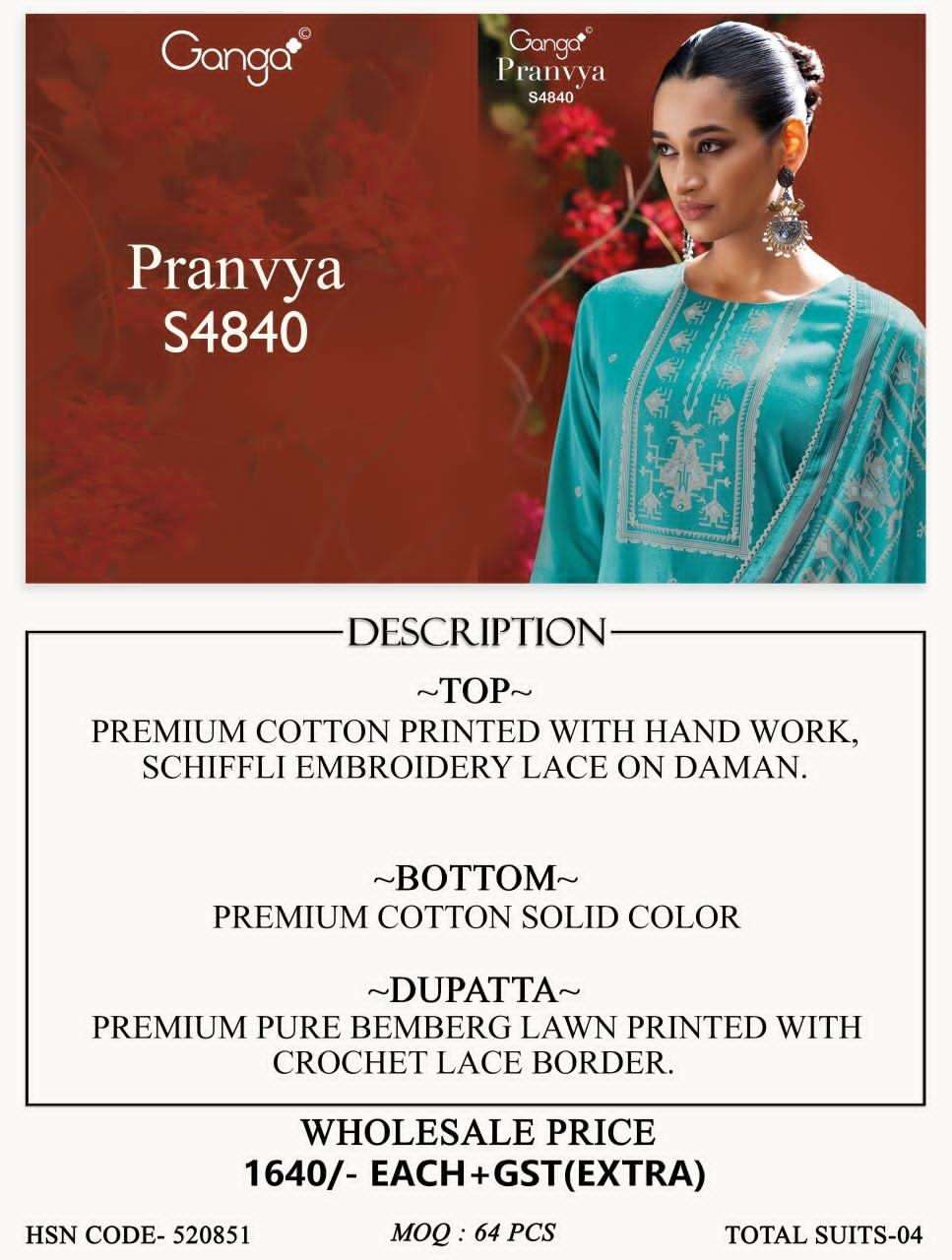 Ganga Fashion Pranvya 4840 Cotton Printed Dress Material - Amrah Wholesale