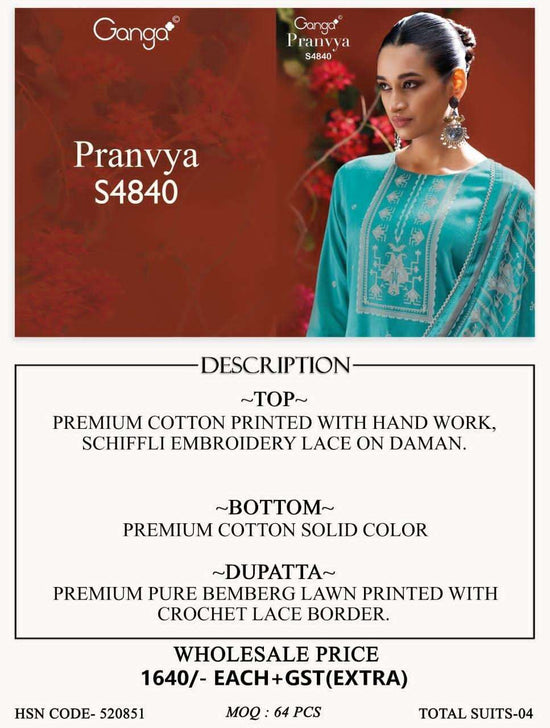 Ganga Fashion Pranvya 4840 Cotton Printed Dress Material - Amrah Wholesale
