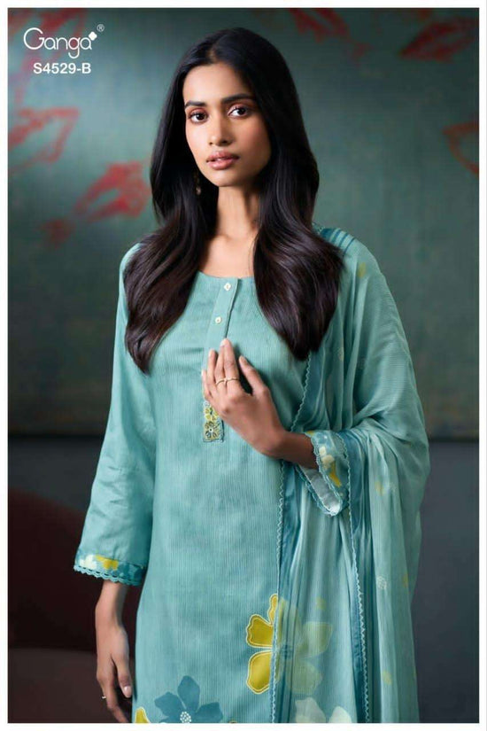 Ganga Fashion Priarae 4529 Cotton Satin Embroidered Dress Material