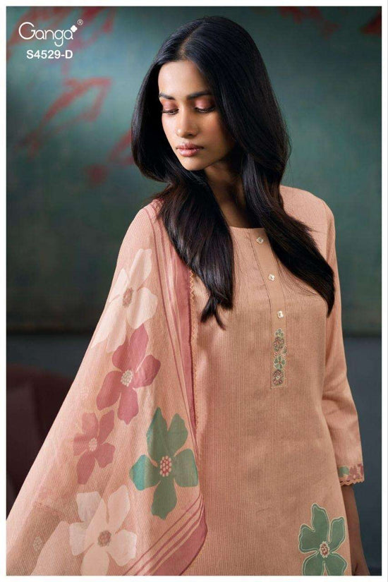 Ganga Fashion Priarae 4529 Cotton Satin Embroidered Dress Material