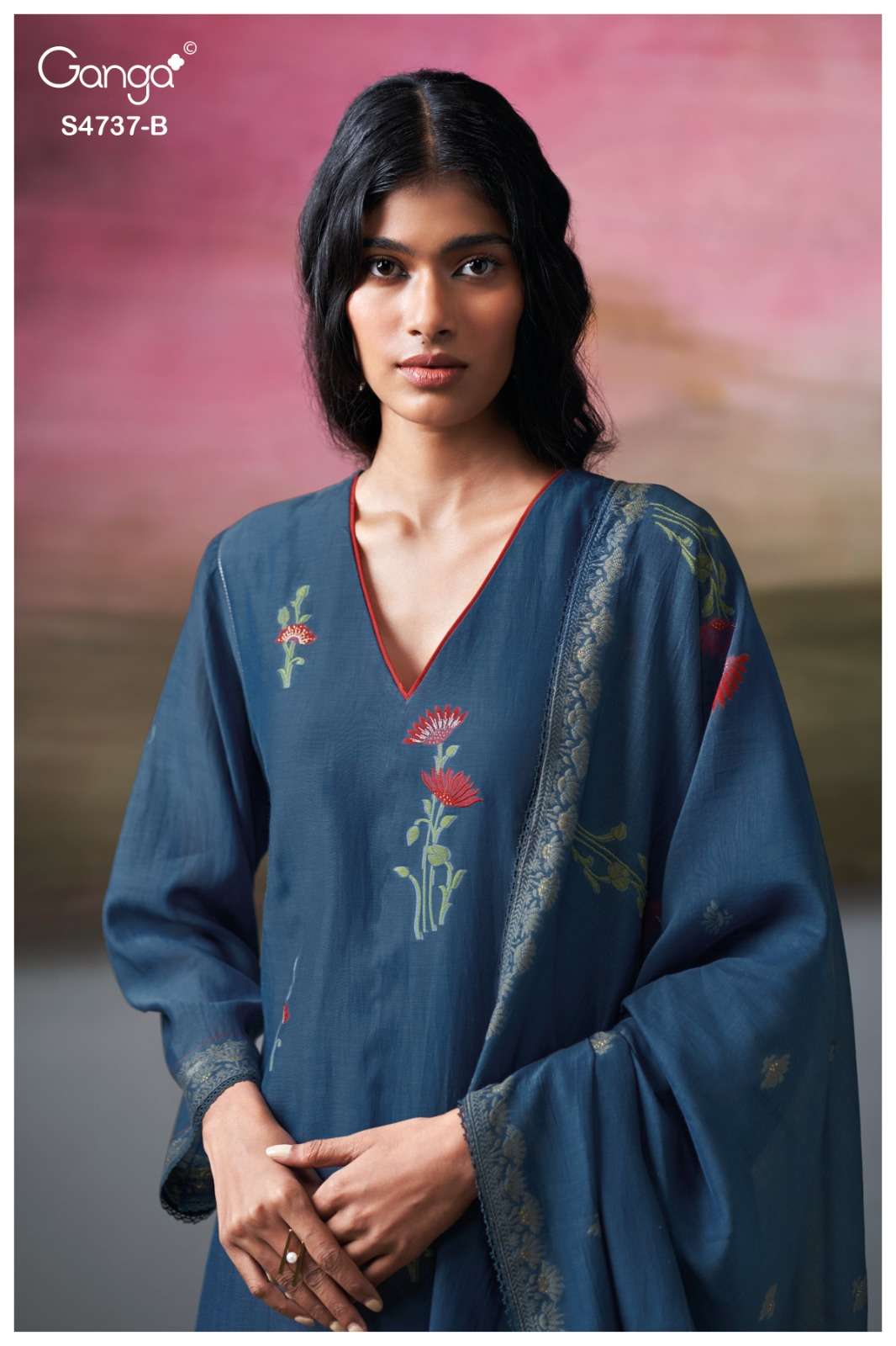 Ganga Fashion Qirisha 4737 Pure Mul Chanderi Dress Material