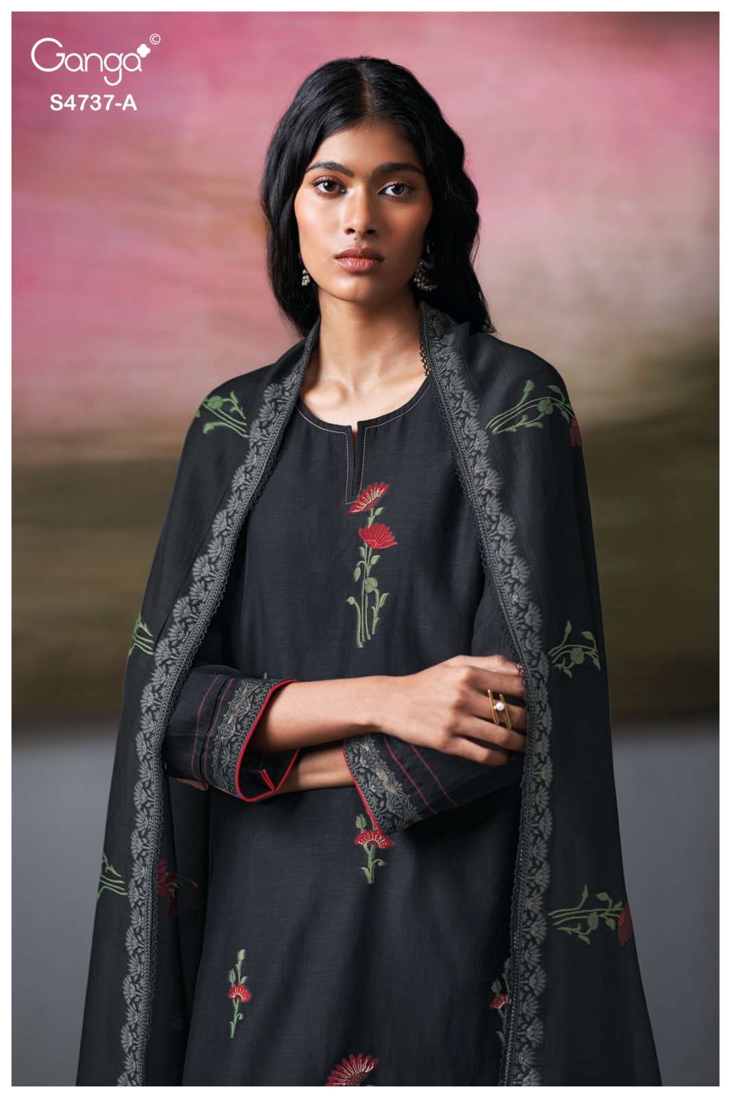 Ganga Fashion Qirisha 4737 Pure Mul Chanderi Dress Material