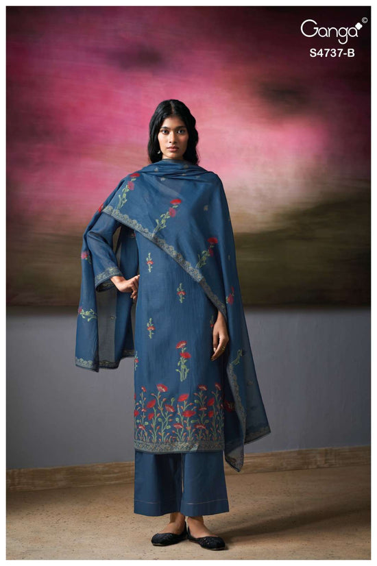 Ganga Fashion Qirisha 4737 Pure Mul Chanderi Dress Material