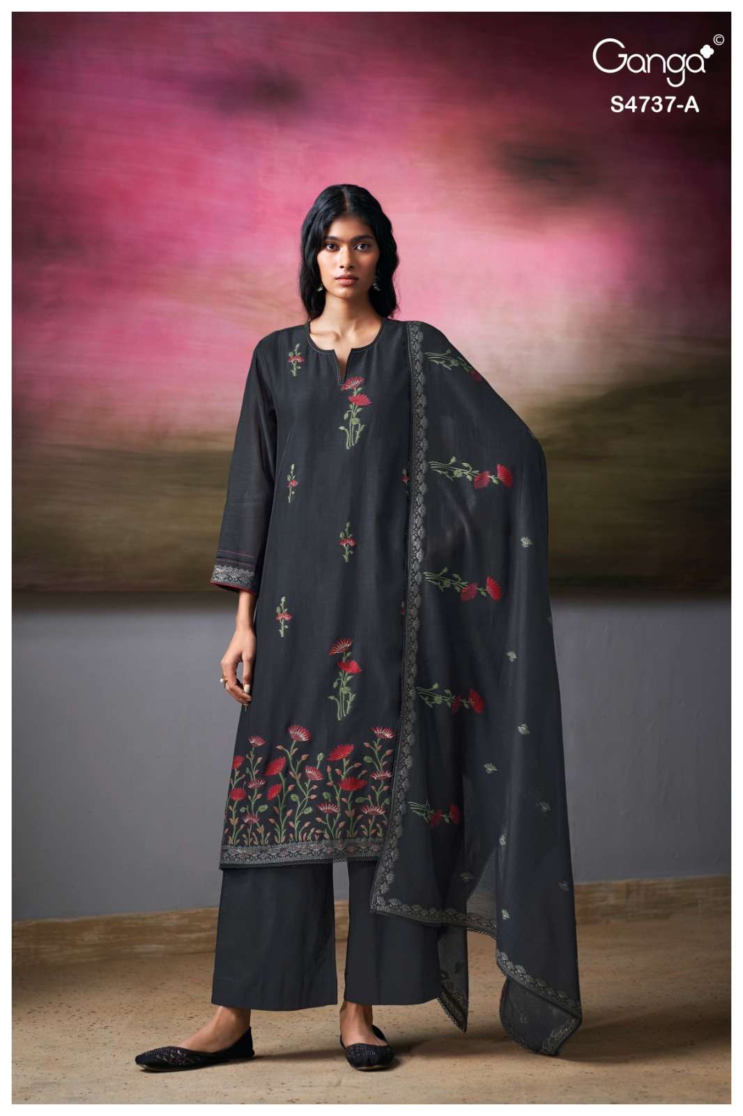 Ganga Fashion Qirisha 4737 Pure Mul Chanderi Dress Material