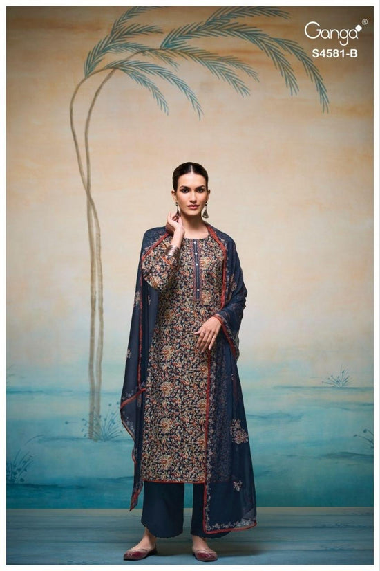 Ganga Ruby 4581 Cotton Printed Embroidered Dress Material - Amrah Wholesale