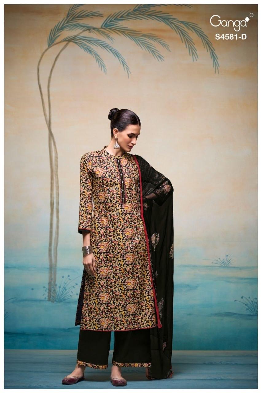 Ganga Ruby 4581 Cotton Printed Embroidered Dress Material - Amrah Wholesale