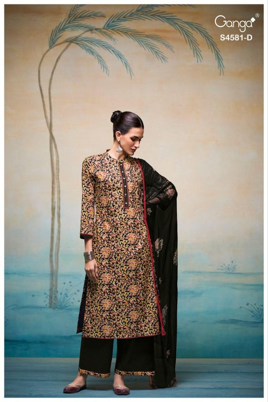 Ganga Ruby 4581 Cotton Printed Embroidered Dress Material - Amrah Wholesale