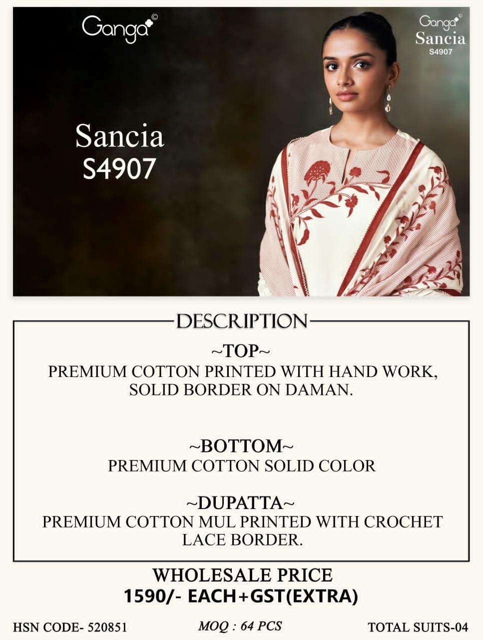 Ganga Fashion Sancia 4907 Cotton Dress Material
