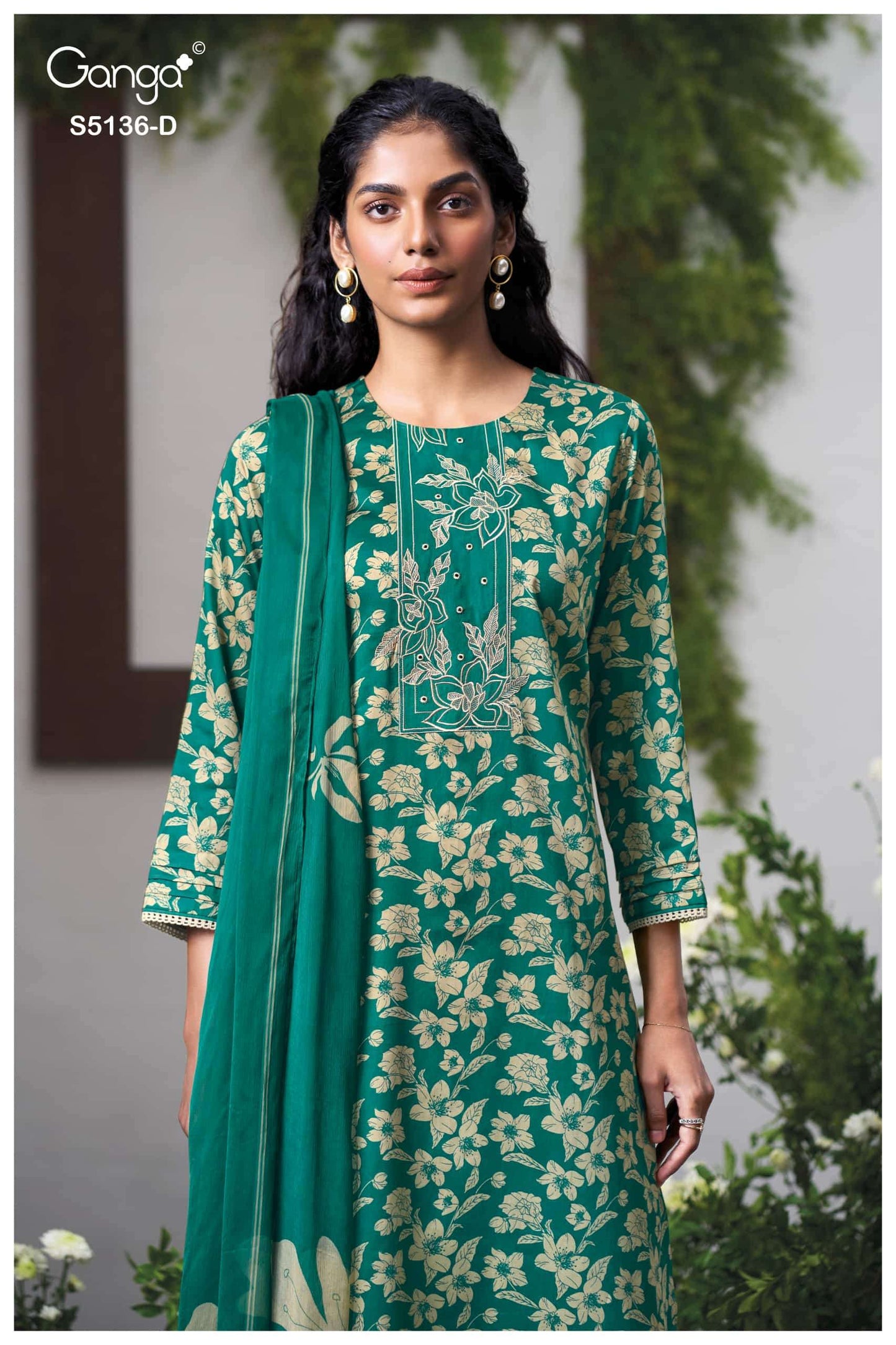Ganga Fashion Tilotama 5136 Cotton Satin Printed Dress Material