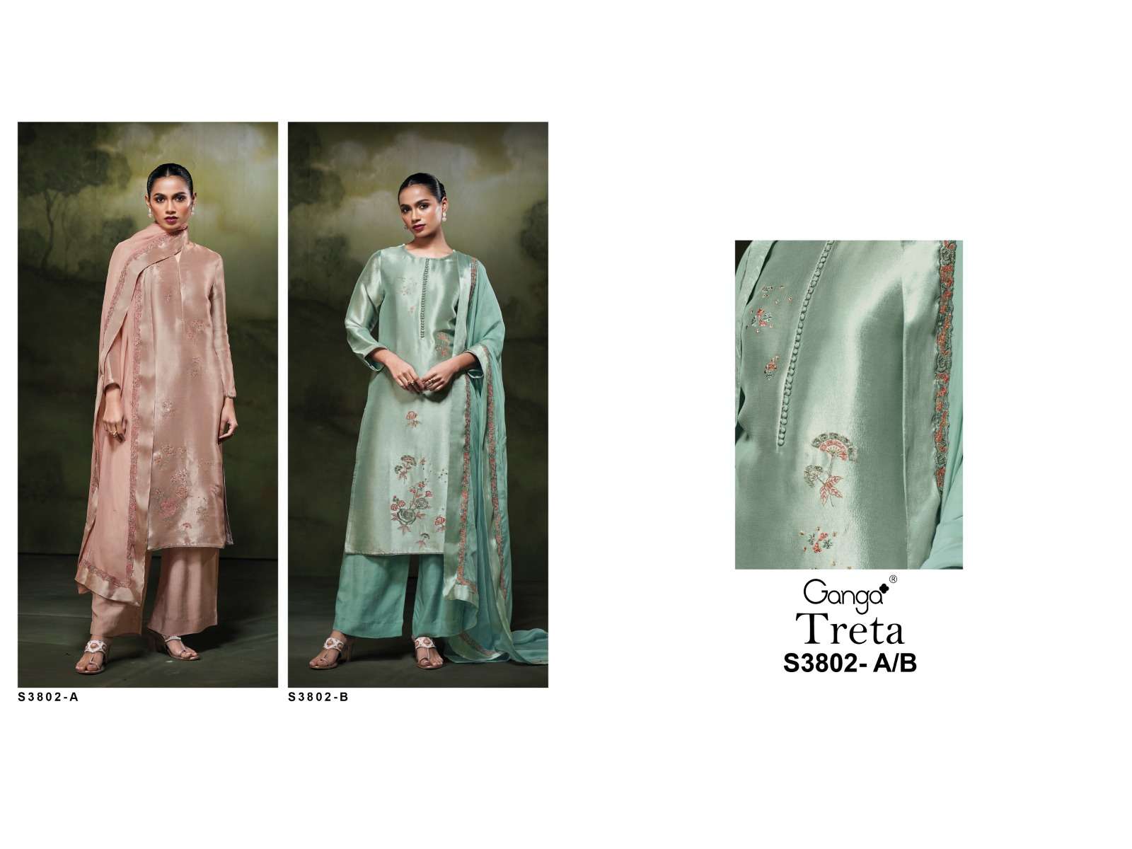 Ganga Fashion Treta 3802 Bemberg Silk Dress Material