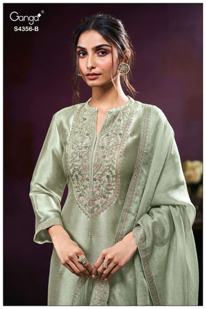 Ganga Fashion Tveya 4356 Pure Bemberg Silk Dress Material