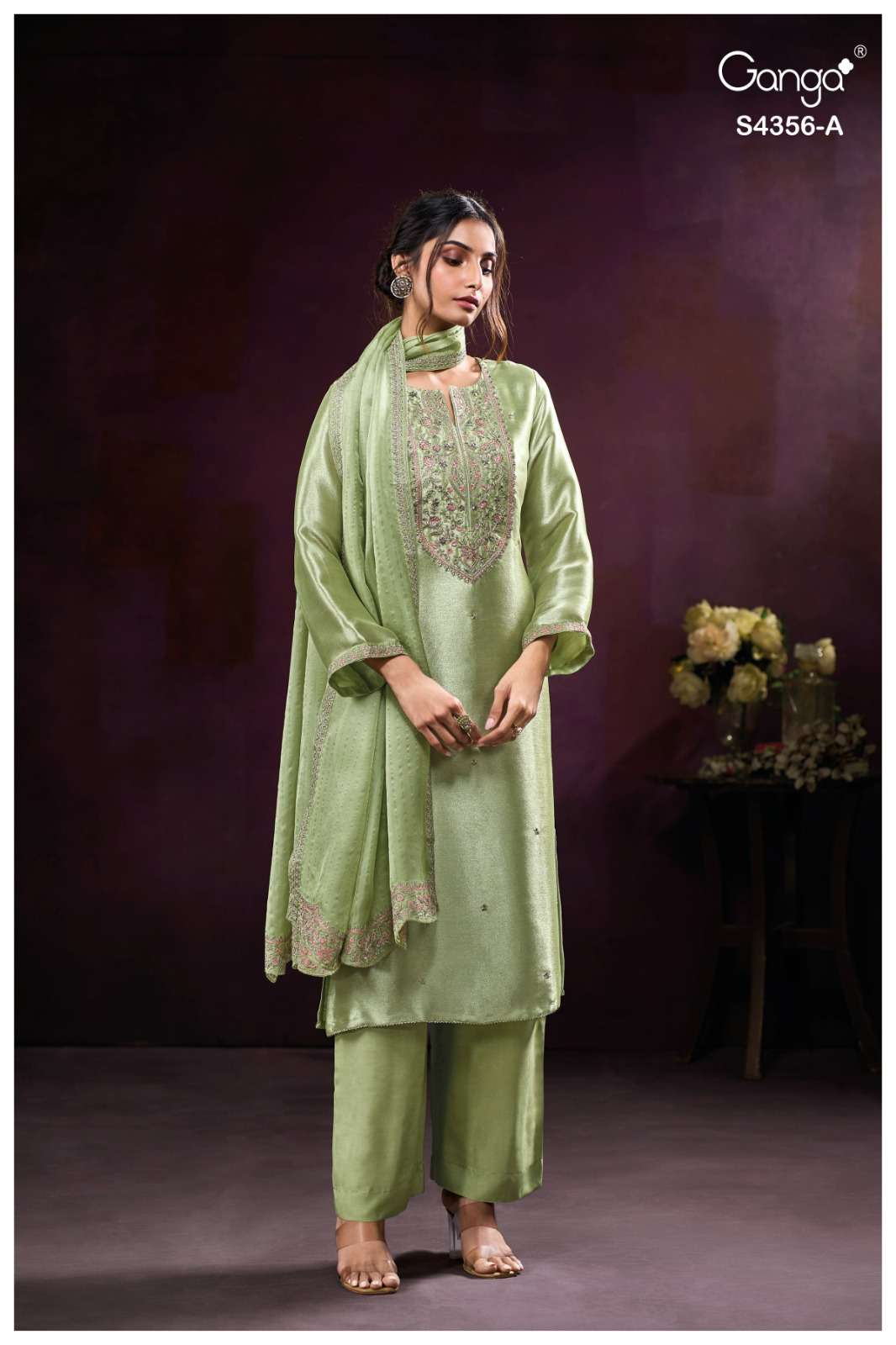 Ganga Fashion Tveya 4356 Pure Bemberg Silk Dress Material
