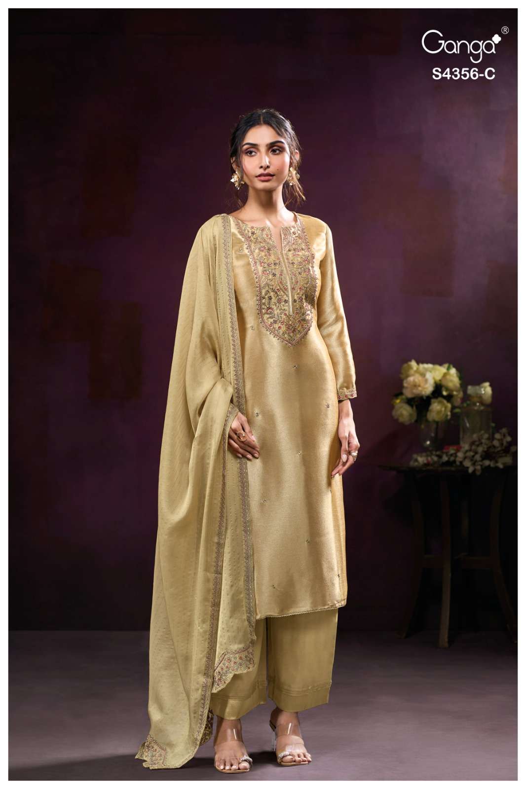Ganga Fashion Tveya 4356 Pure Bemberg Silk Dress Material