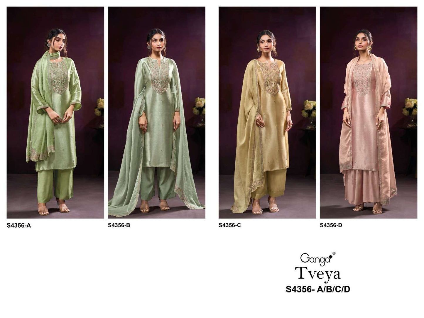 Ganga Fashion Tveya 4356 Pure Bemberg Silk Dress Material