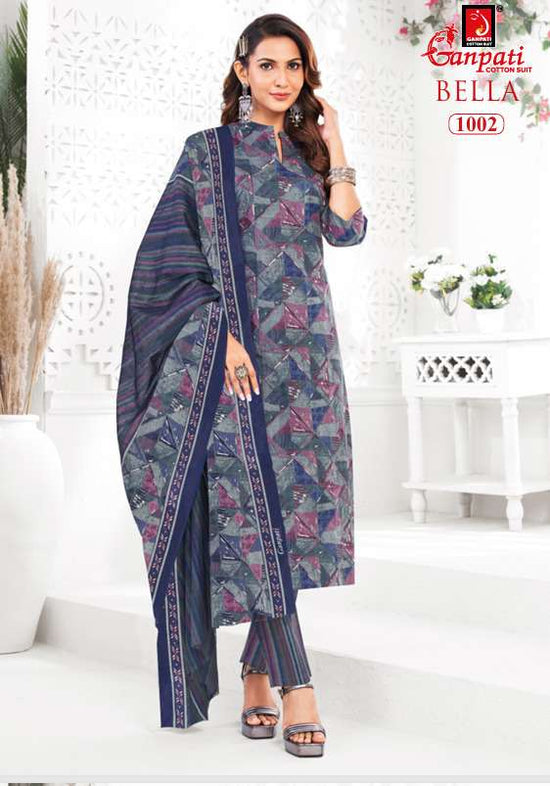 Ganpati Cotton Bella Vol 10 Pure Cotton Kurti Pant Dupatta Set