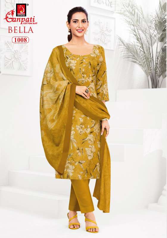 Ganpati Cotton Bella Vol 10 Pure Cotton Kurti Pant Dupatta Set