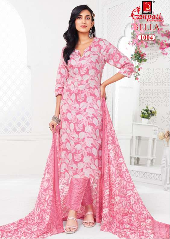 Ganpati Cotton Bella Vol 10 Pure Cotton Kurti Pant Dupatta Set