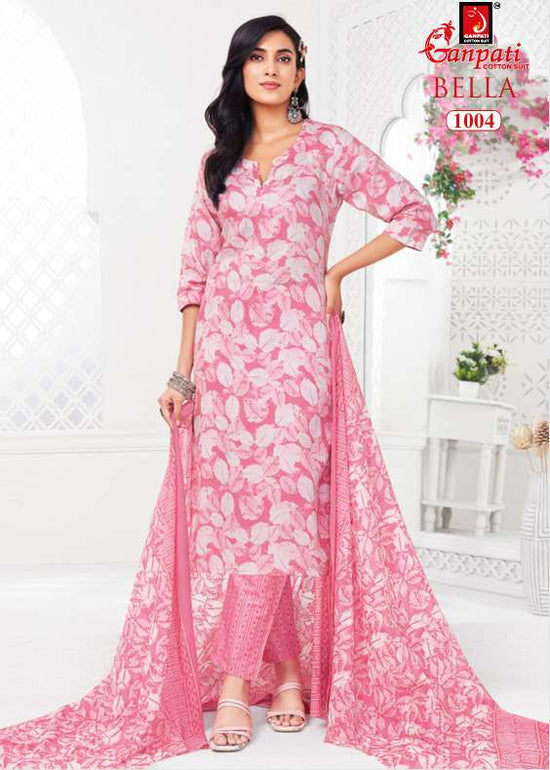 Ganpati Cotton Bella Vol 10 Pure Cotton Kurti Pant Dupatta Set