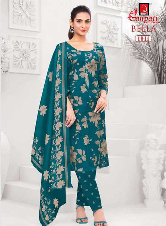 Ganpati Cotton Bella Vol 10 Pure Cotton Kurti Pant Dupatta Set