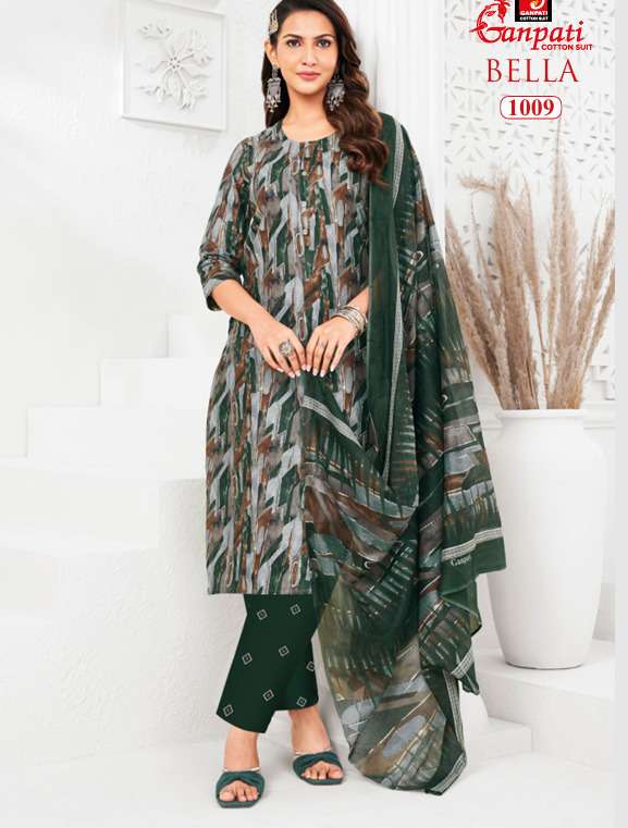 Ganpati Cotton Bella Vol 10 Pure Cotton Kurti Pant Dupatta Set