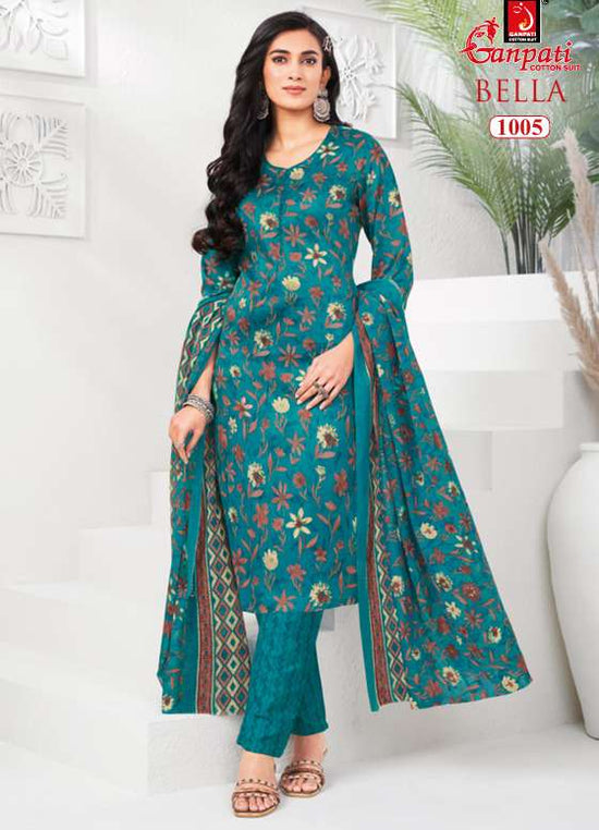 Ganpati Cotton Bella Vol 10 Pure Cotton Kurti Pant Dupatta Set