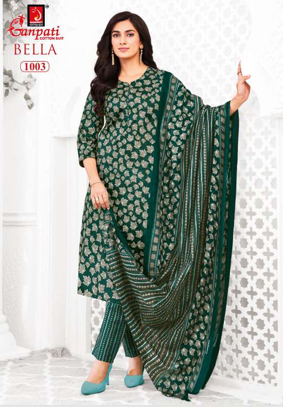 Ganpati Cotton Bella Vol 10 Pure Cotton Kurti Pant Dupatta Set