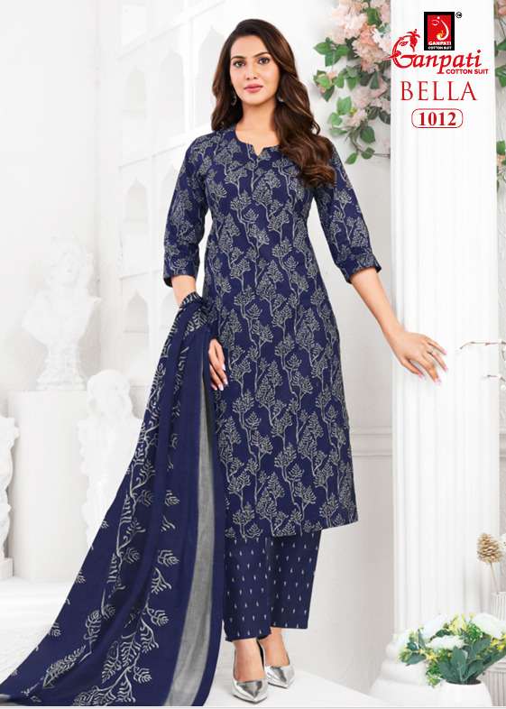 Ganpati Cotton Bella Vol 10 Pure Cotton Kurti Pant Dupatta Set